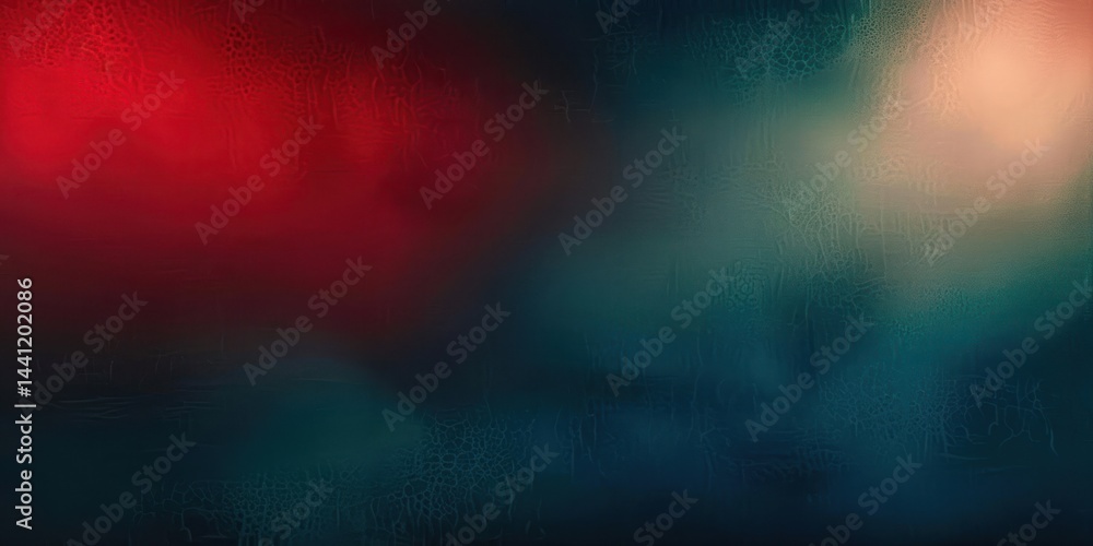 Poster abstract blurred gradient with vibrant red and teal colors blending into dark blue and light yellow 