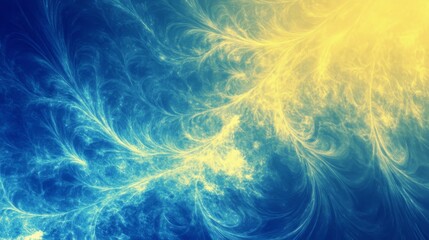 Fototapeta premium Abstract Fractal Art with Blue and Yellow Colors
