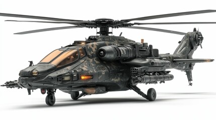 Modern military helicopter, detailed illustration.
