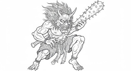 Fototapeta premium Oni Demon with Kanab Club