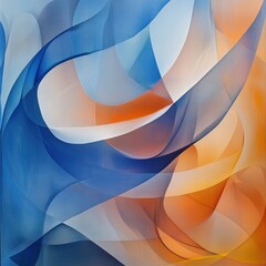 Abstract blue orange wave design, flowing fabric texture, modern art background, website banner