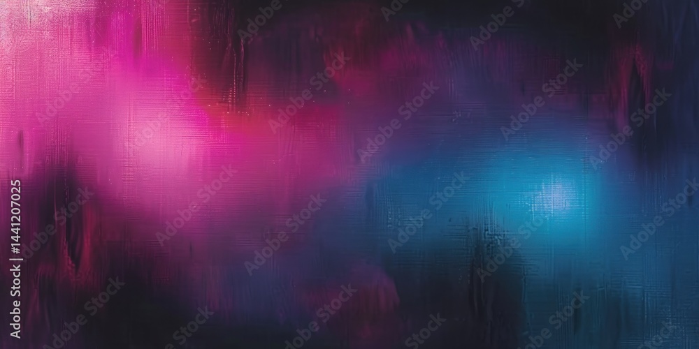 Poster abstract blurred gradient with soft glowing pink and blue light blending into dark textured backgrou