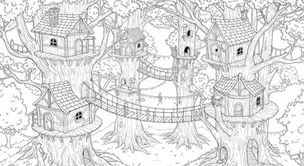 Fototapeta premium Fantasy Treehouse Village