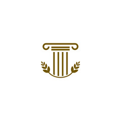 greek column pillar logo with wheat plant in flat design