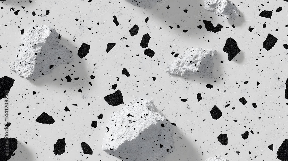 Poster abstract geometric pattern with light gray and black elements.