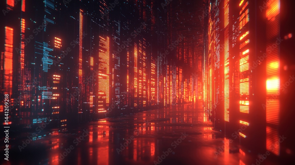 Aufkleber glowing cityscape. abstract light patterns create depth