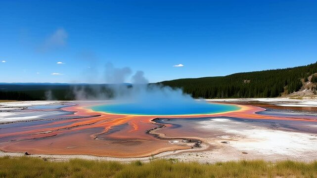 Scenic Geothermal Features Resulting from Ancient Volcanic Activity in a Natural Area