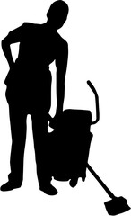 silhouettes of  a cleaning service 