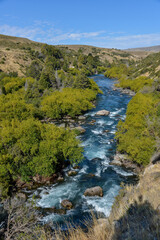 Chimehuin river near lago huechulafquen lake, patagonia, argentina