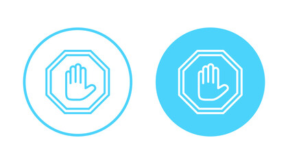 Stop icon vector. stop road sign. hand stop sign and symbol. Do not enter stop red sign with hand