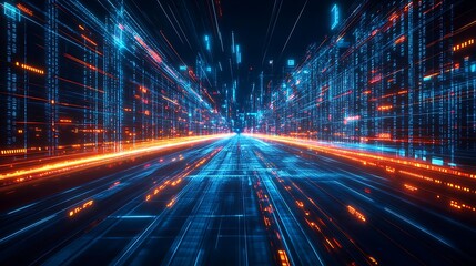 Futuristic Cityscape with Dynamic Light Trails