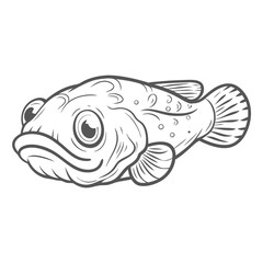 Coelacanth Line Art Illustration - Latimeria chalumnae