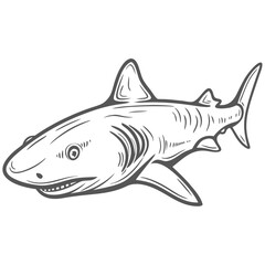 Whitetip Reef Shark Line Art Illustration