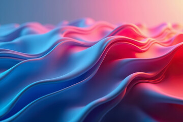 Naklejka premium Vibrant Abstract Fluid Composition with Smooth Blue and Red Lines 3D Render with Flowing Ribbons and Backlighting Modern Digital Artwork