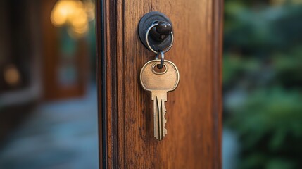 Key to New Beginnings: Front Door Unlock Symbolizing Opportunities Ahead