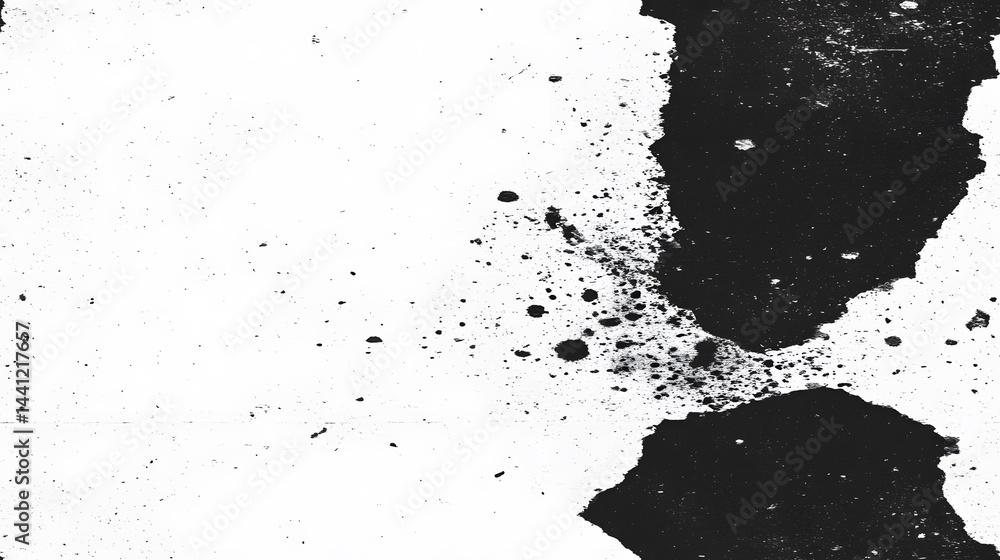 Poster Abstract black and white texture pattern with splatters.