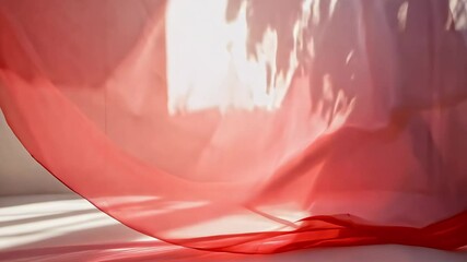 Red sheer fabric flowing in sunlight - Powered by Adobe