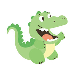 Fototapeta premium Cute Baby Cartoon Happy Crocodile Mascot Character Clipart Illustration