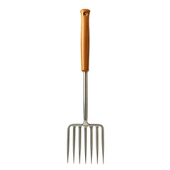 Obraz premium Classic steel pitchfork with wooden handle. Isolated white background. Png format