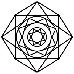 Diamond Spiral Mandala Silhouette Vector on White