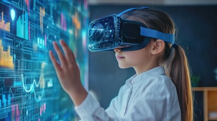 Young explorer navigating immersive interfaces using advanced virtual reality headsets