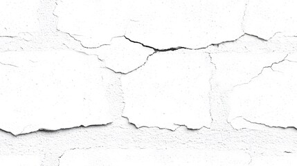 Obraz premium Close-up view of a weathered, cracked white wall surface.