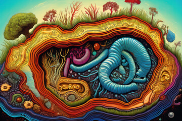 Fototapeta premium Microcosmos subterráneo en arte maximalista 02