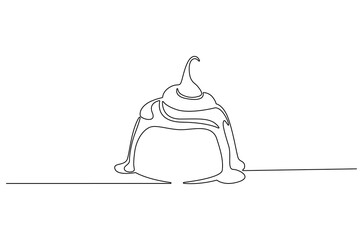 Continuous one line drawing of Sweet pudding. Single line drawing illustration of Pudding. Dessert meal concept vector art. Doodle line illustration.