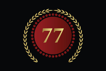 Fototapeta premium number 77 with laurel wreath icon, vector illustration.