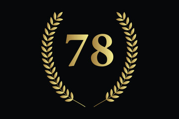 number 78 with laurel wreath icon, vector illustration.