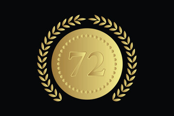 Fototapeta premium number 72 with laurel wreath icon, vector illustration.