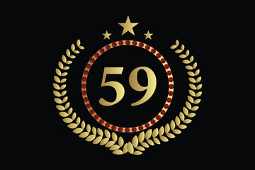 number 59 with laurel wreath icon, vector illustration.