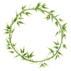 Fototapeta premium Circular bamboo wreath frame, elegant nature design for invitations, backgrounds