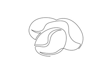 Continuous one line drawing of Coffee bean. Single line drawing illustration of Coffee grain. Coffee shop concept vector art. Doodle line illustration.