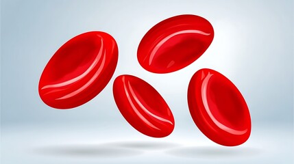 Red blood cells float against a light grey background