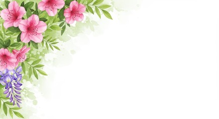 Naklejka premium 美しいつつじと藤の花のイラスト