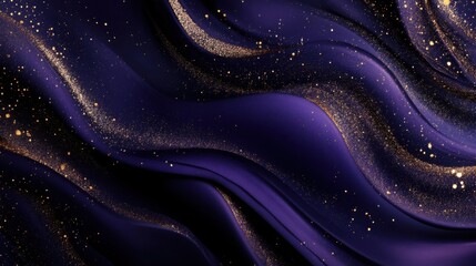Obraz premium Smooth dark purple backdrop with a delicate overlay of scattered gold sparkles, elegant and minimal for presentations