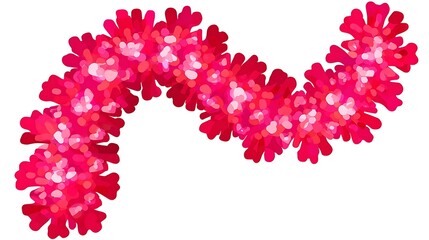 Vibrant pink, flower-like organism, wavy, segmented form, isolated on white