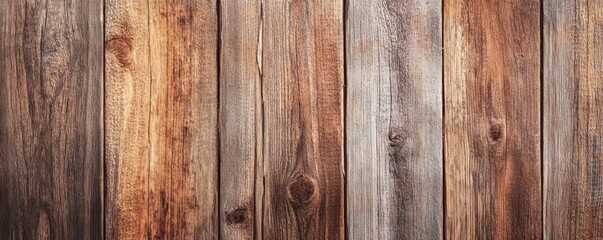 Naklejka premium Aged wooden planks with varied tones and textures.