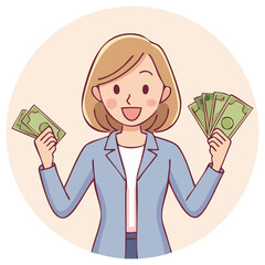 Successful Entrepreneur Woman Displaying Money
