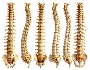 Human Spine Anatomy Multiple Views on White Background