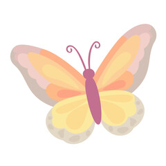 シンプルでアンティーク風の鮮やかな蝶のイラスト素材