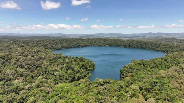 Aerial footage of Lake Barrine Queensland Australia