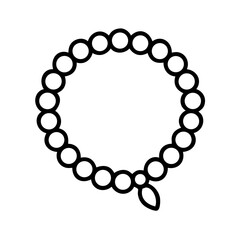 Obraz premium Minimalist black mala beads icon in flat vector outline style, spiritual prayer necklace or meditation accessory, isolated on white background for yoga and mindfulness