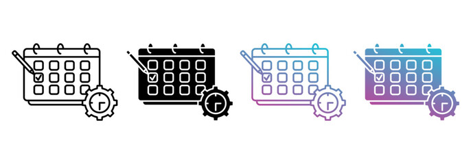 schedule best icon sheet with line, glyph, gradient multistyle collection of elements for design