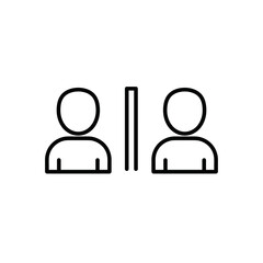 Fototapeta premium Two People Separated by Barrier Icon, Minimalist Style. Prison Visitation Concept. Law, Legal, Justice System, Corrections, Web/App Symbol