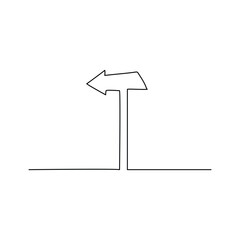 Continuous one line drawing of road direction sign arrows