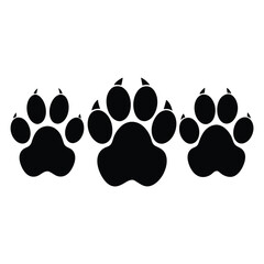 Three variations of black paw print illustrations on a white background.
