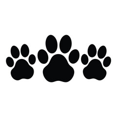 Naklejka premium Three variations of black paw print illustrations on a white background. 
