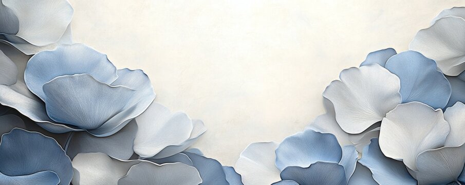 Delicate light blue and gray flower petals arrangement.